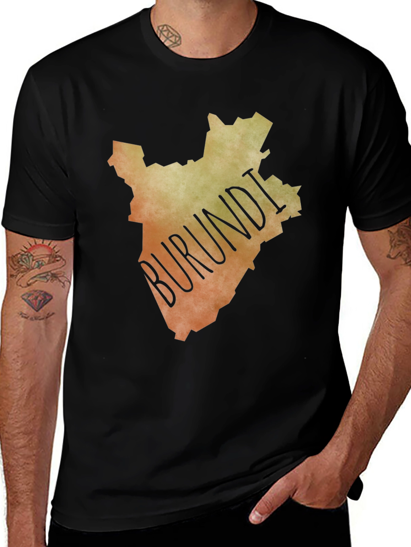 Burundi Map Graphic Tee - Black T-Shirt