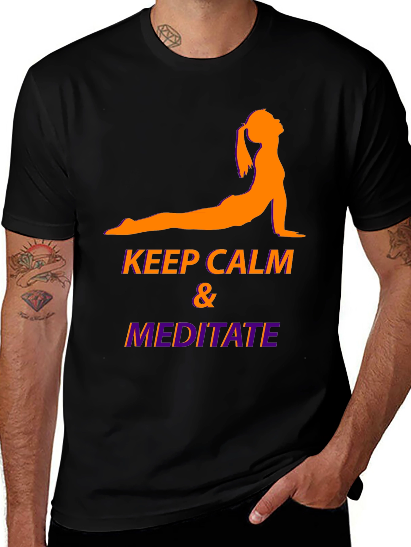 Variant 12 of Keep Calm & Meditate Black Graphic Tee
