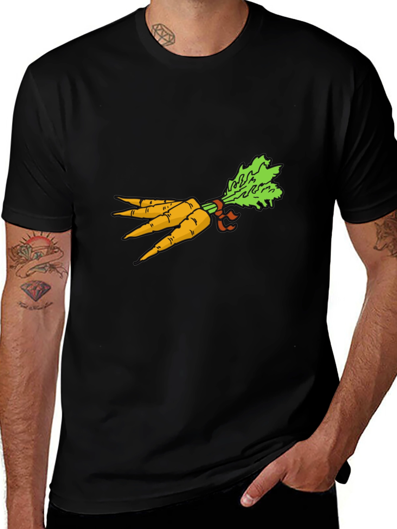 Carrot Bunch Graphic T-Shirt - Black Cotton Tee