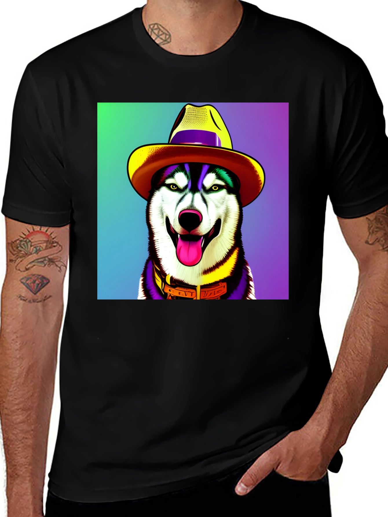 Variant 7 of Dog in Hat Graphic Tee - Quirky Style