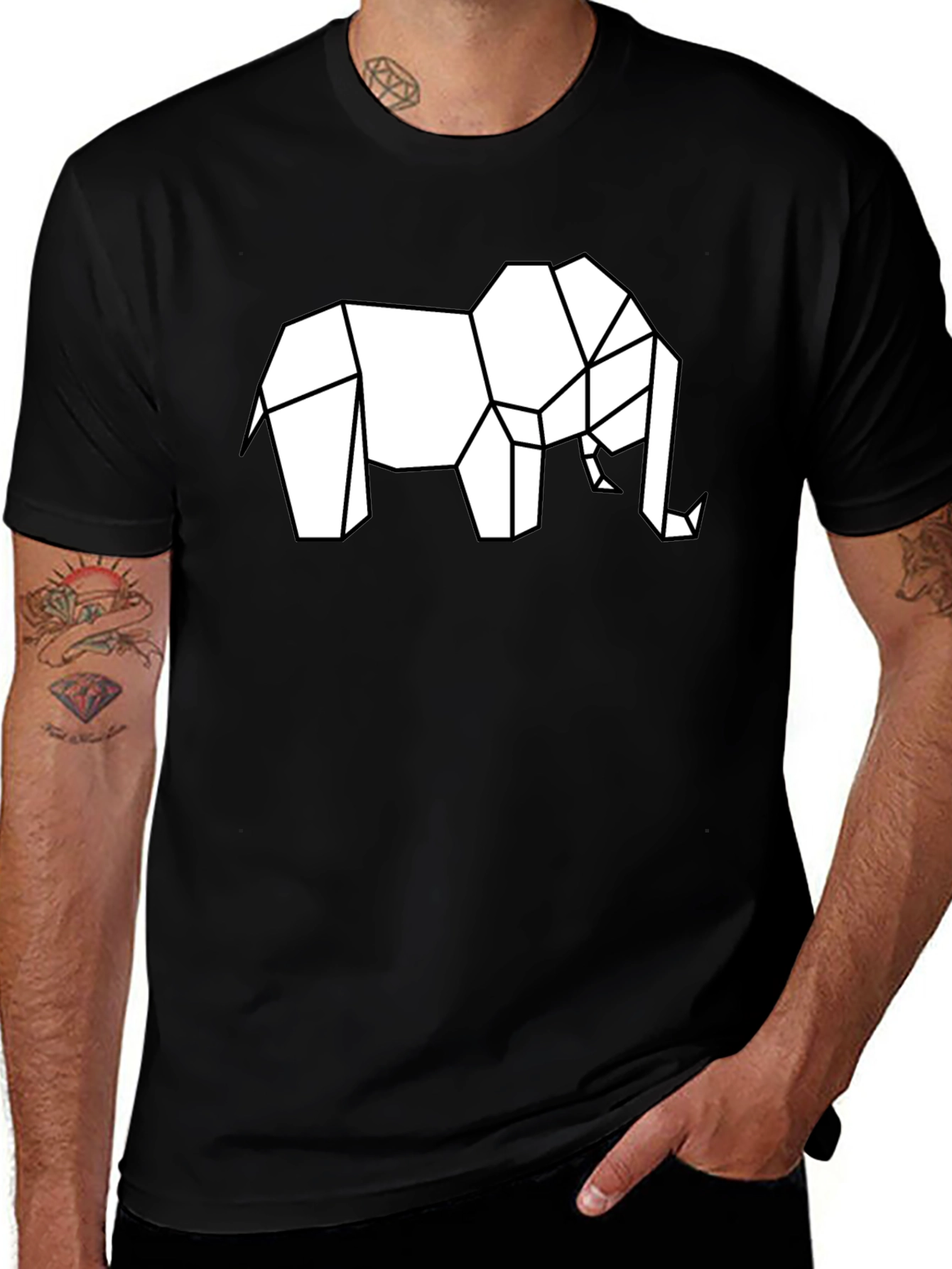 Variant 2 of Geometric Elephant Graphic T-Shirt