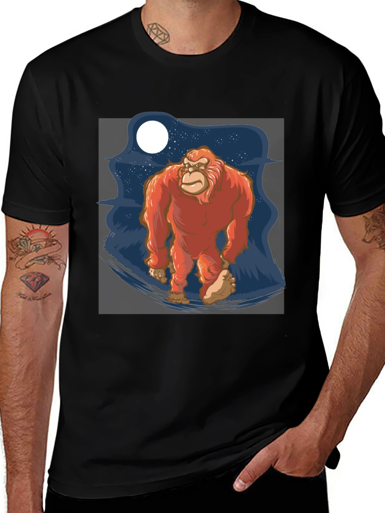 Bigfoot T-Shirt - Sasquatch Moon Graphic Tee