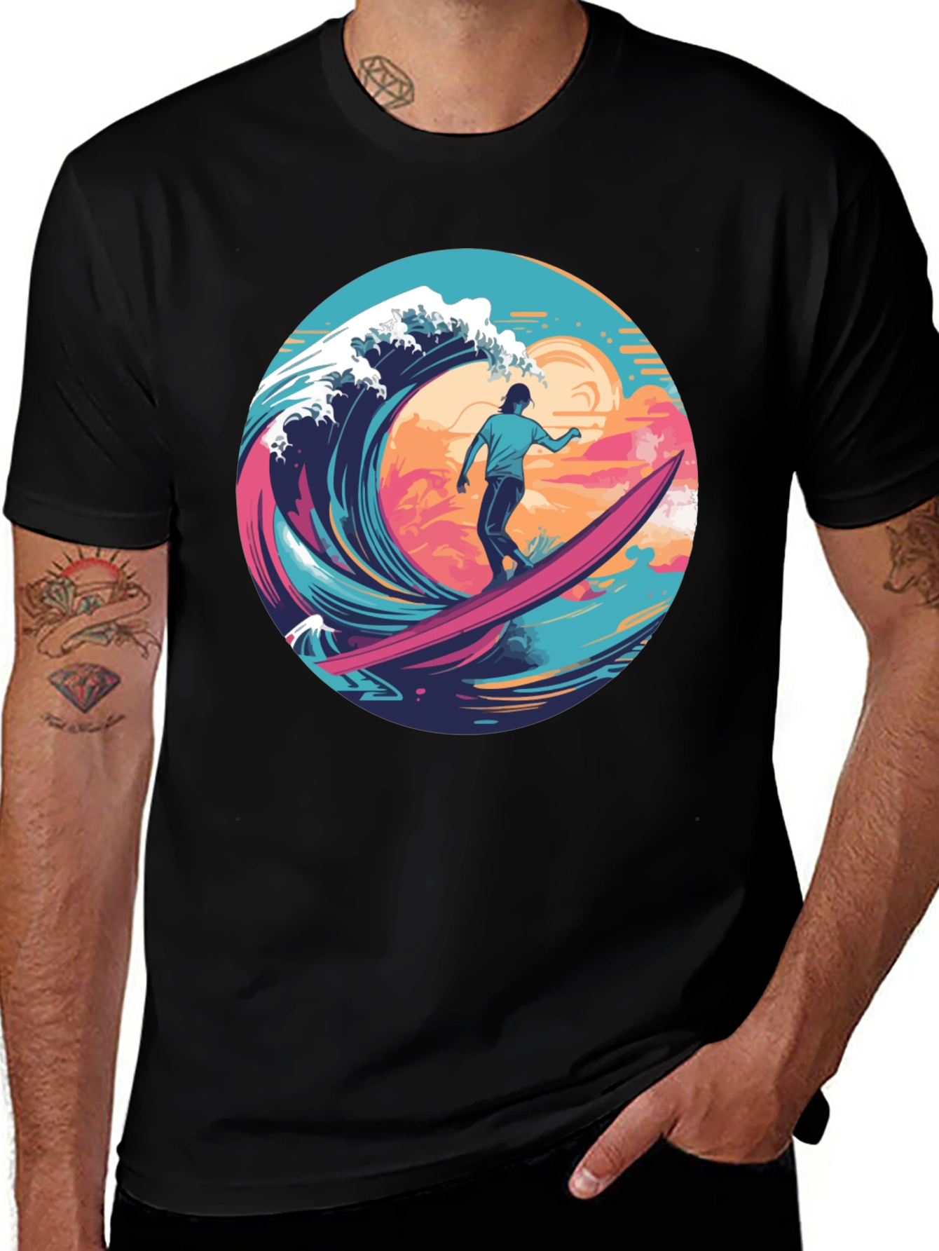 Surfer Wave Graphic T-Shirt - Ride the Tide