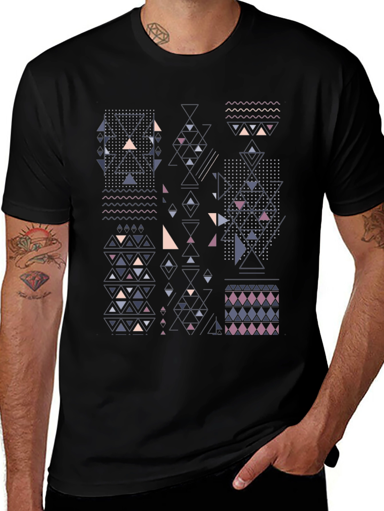 Geometric Graphic Print Tee - Modern Style