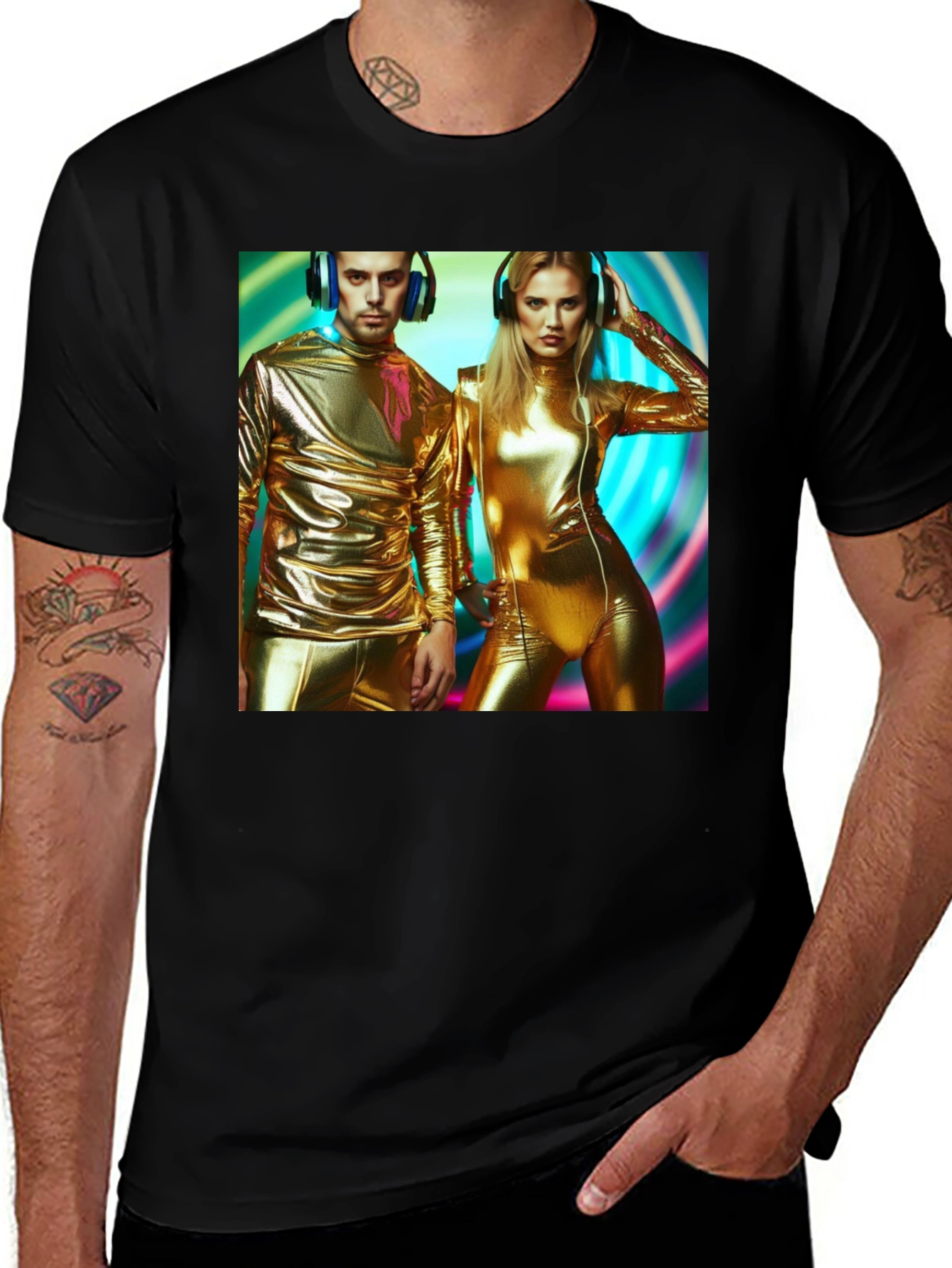Variant 25 of Futuristic Duo Graphic Tee - Retro Style