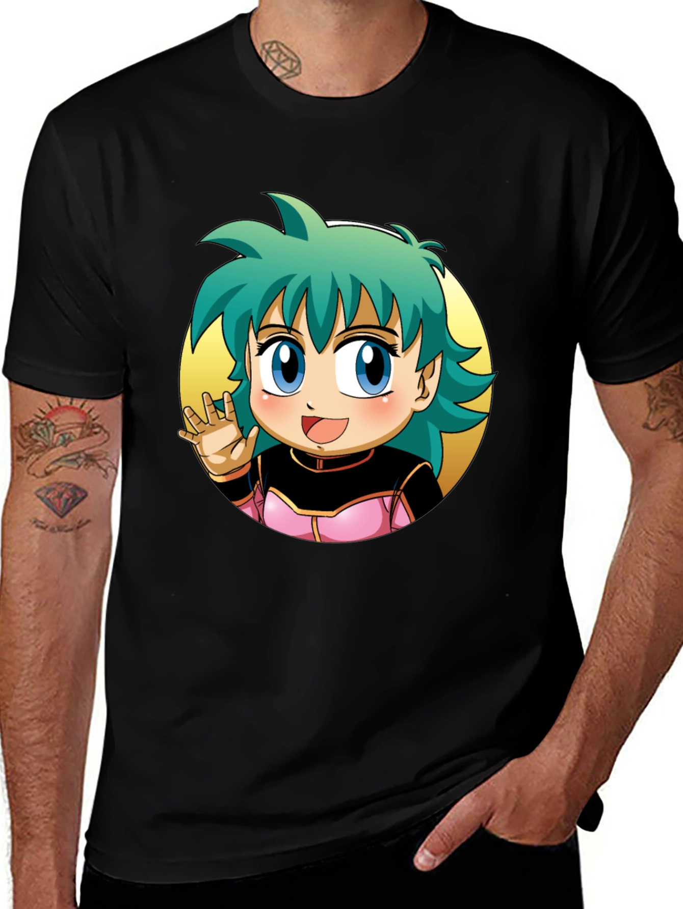 Variant 24 of Anime Girl Graphic Tee - Black