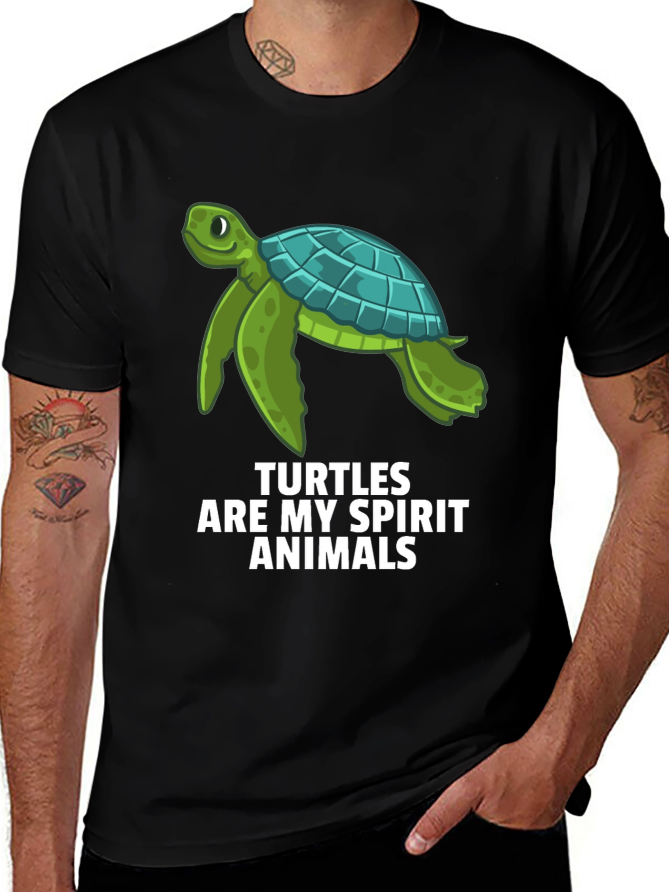 Variant 26 of Turtle Spirit Animal Graphic Tee - Black