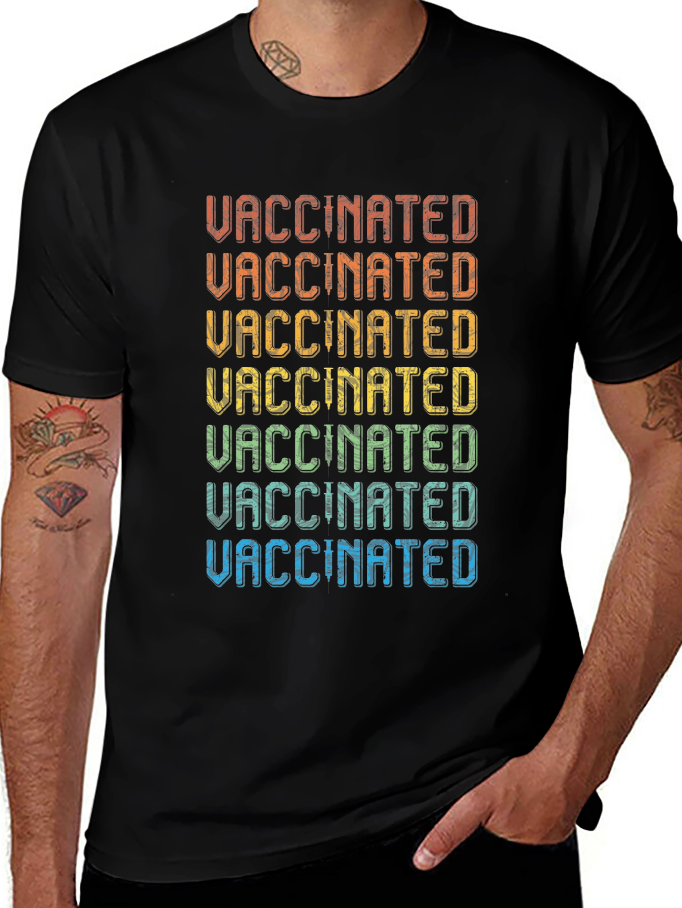 Variant 30 of Retro Vaccinated T-Shirt - Colorful Design