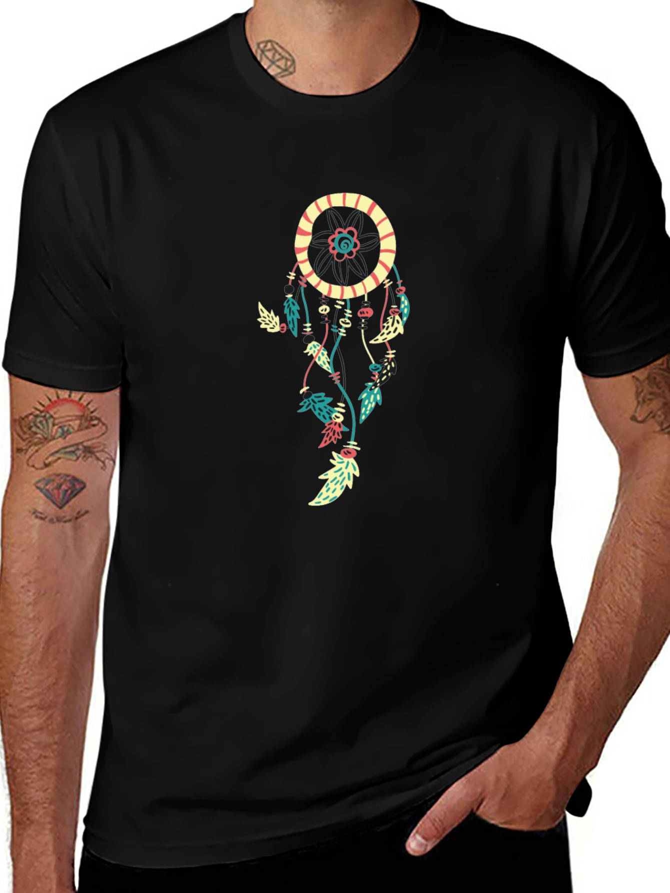 Variant 13 of Dreamcatcher Graphic Print Black T-Shirt