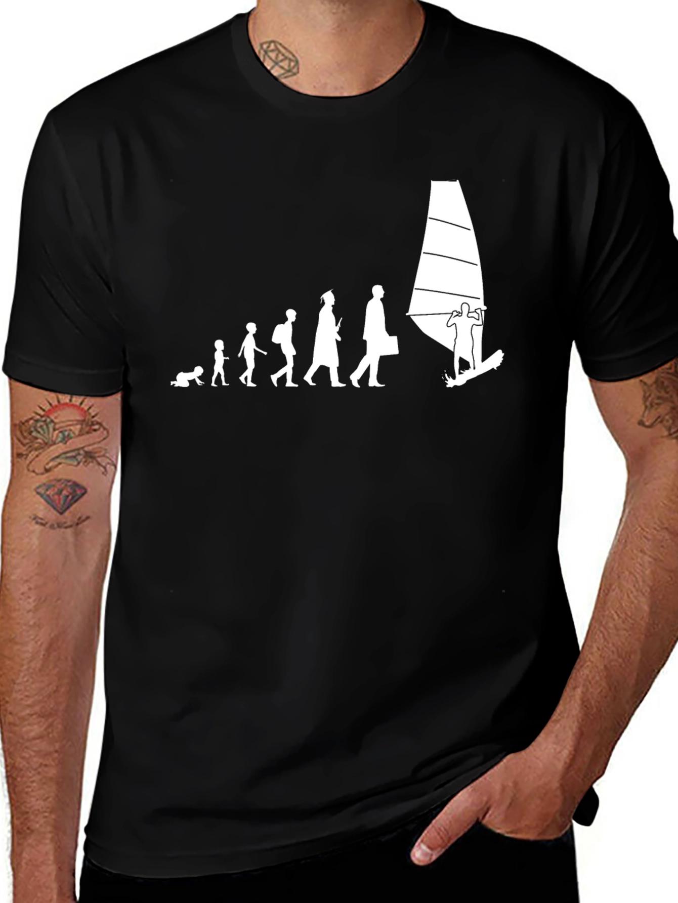 Variant 29 of Evolution to Windsurfing Graphic T-Shirt