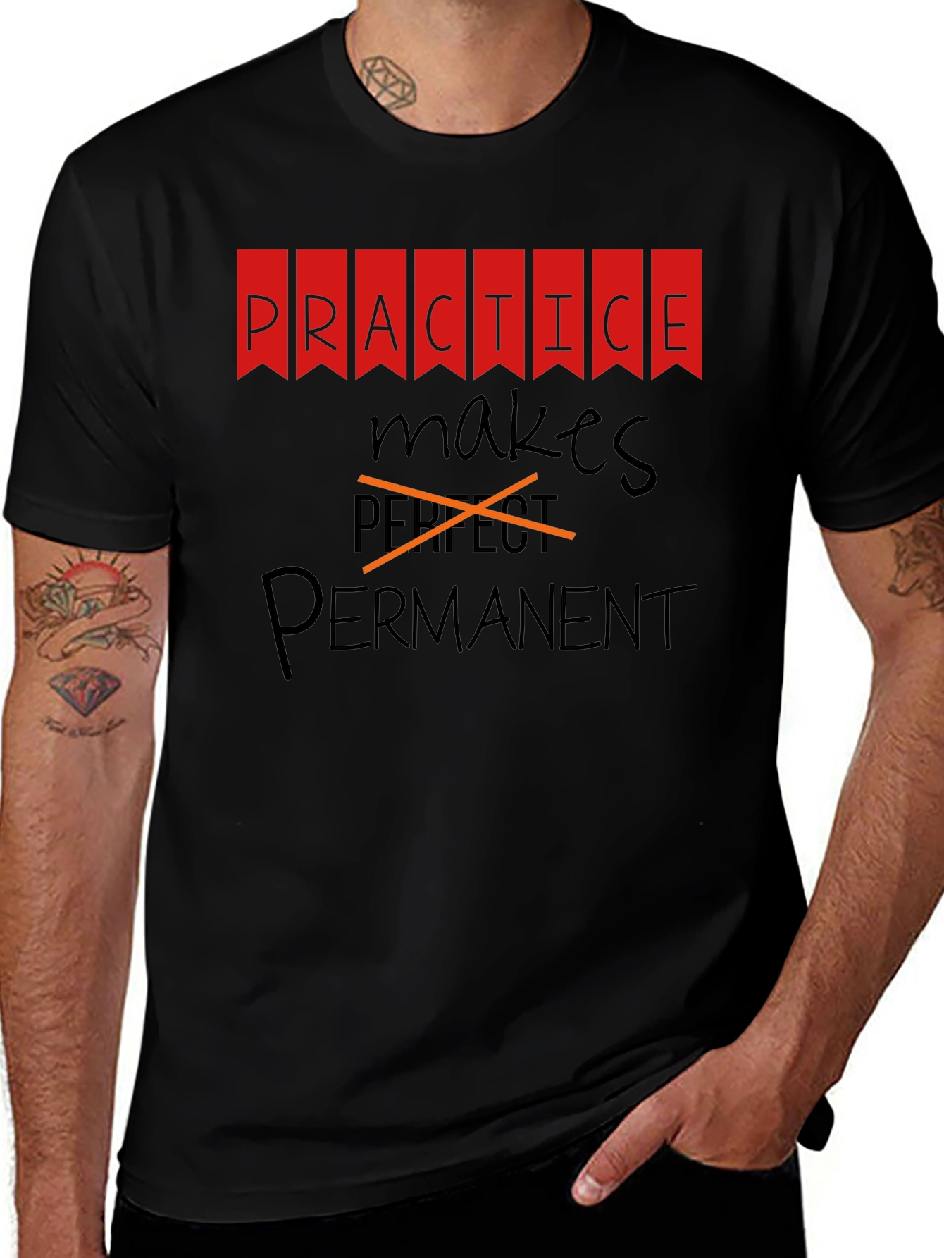 Variant 29 of Practice Makes Permanent Men's Black Tee