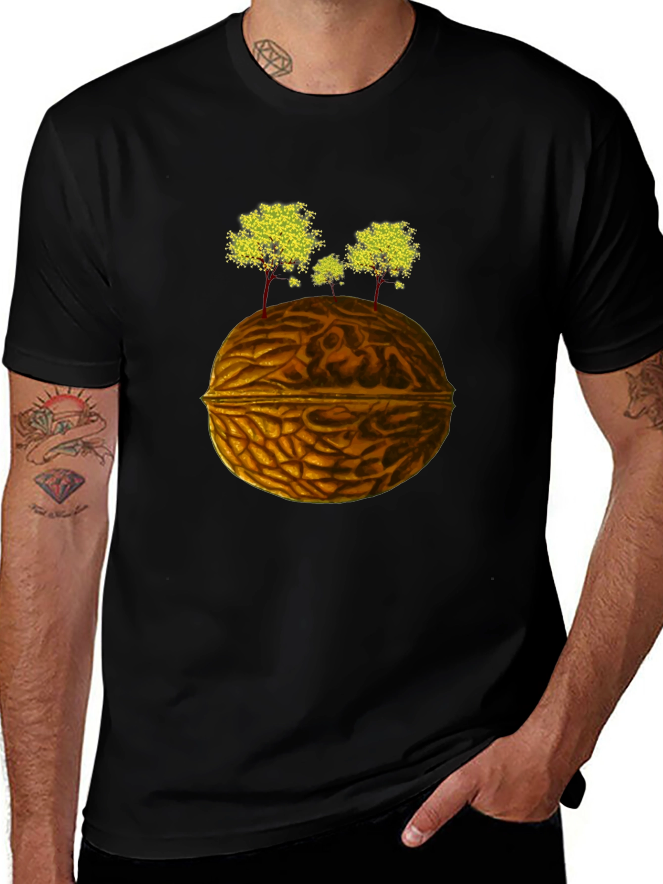 Variant 3 of Walnut World T-Shirt - Earthy Design