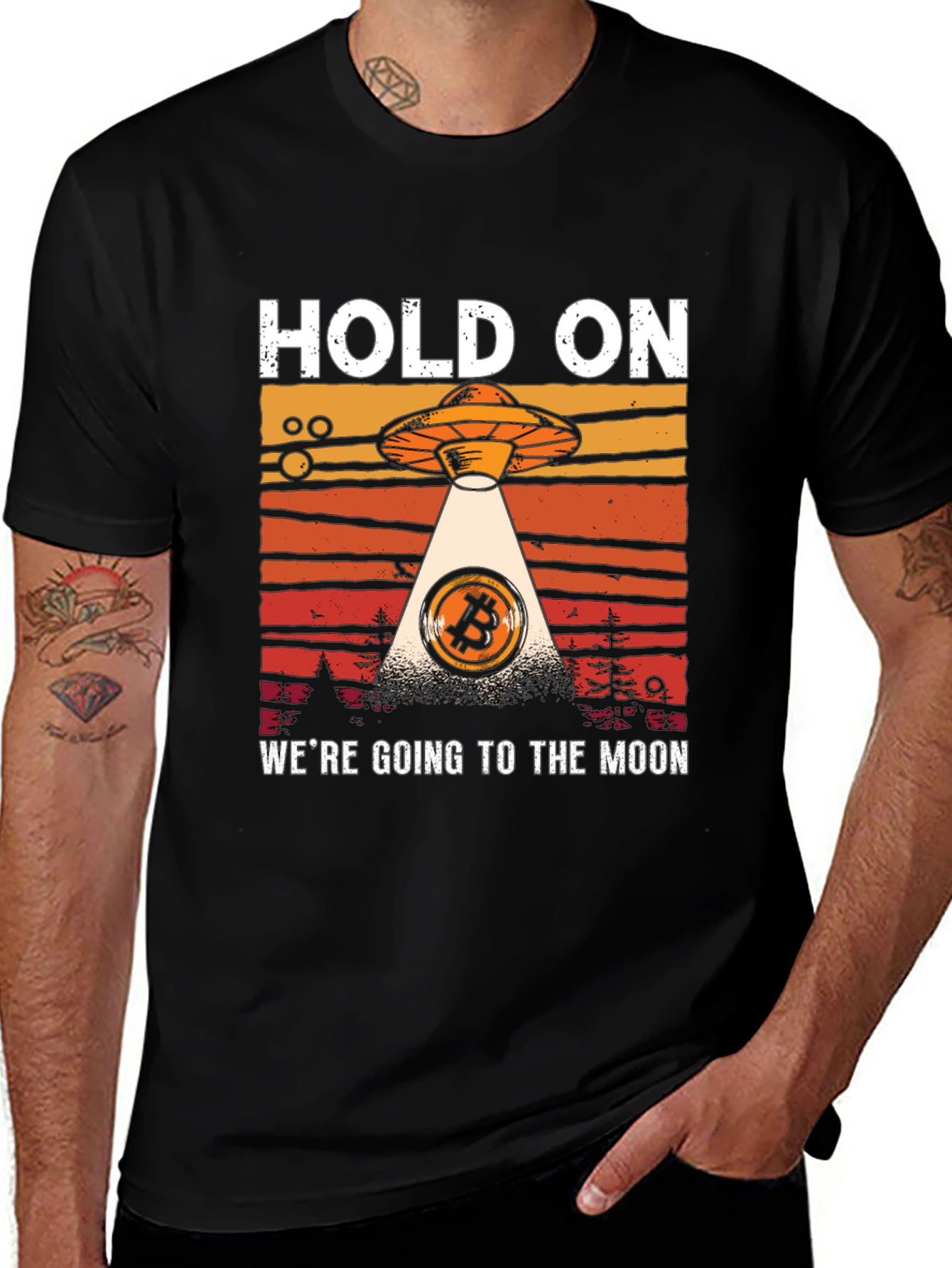 Variant 30 of Bitcoin To The Moon UFO Graphic T-Shirt
