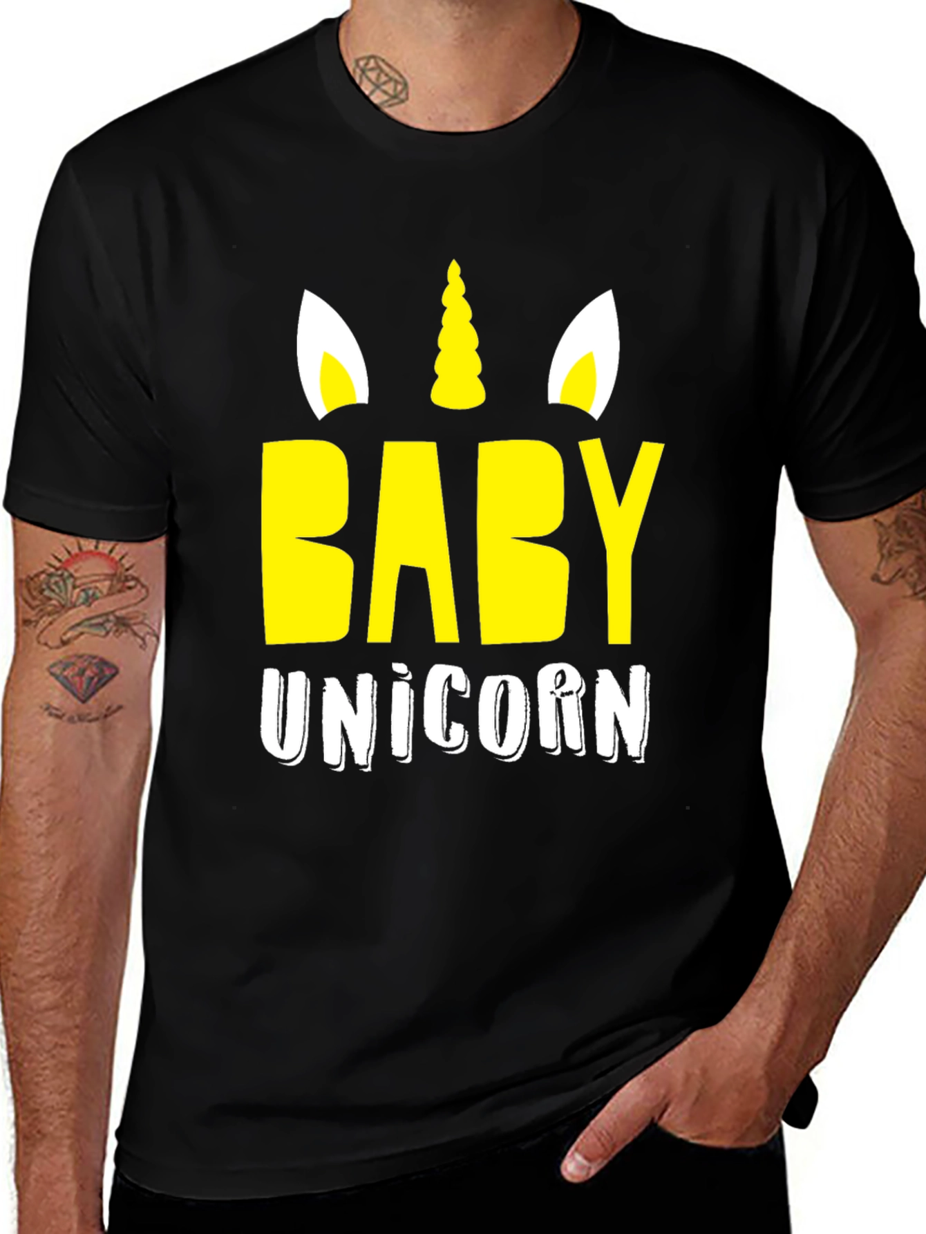 Baby Unicorn Graphic T-Shirt - Black Unisex Tee
