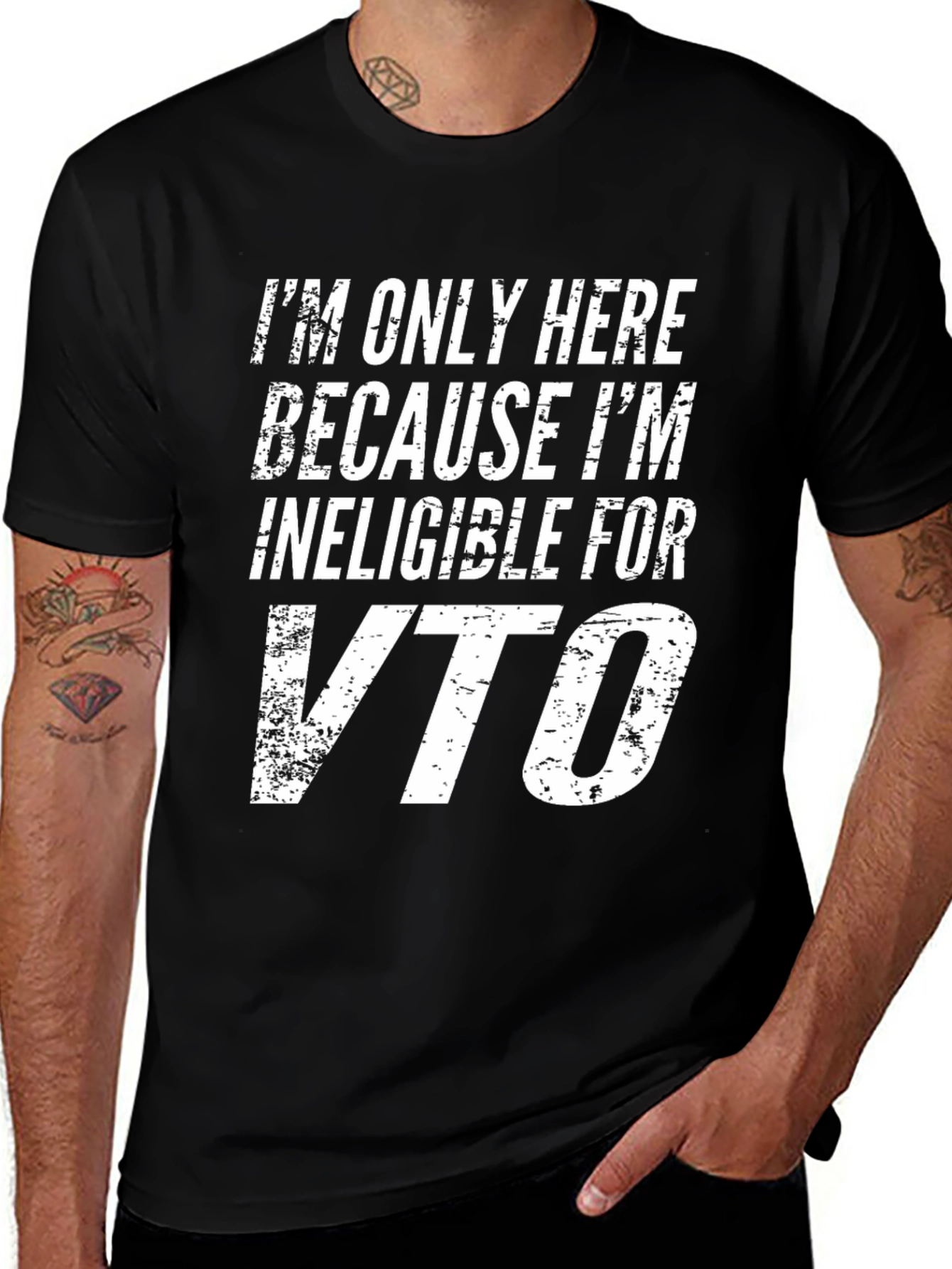 Variant 12 of Ineligible For VTO Black Graphic T-Shirt