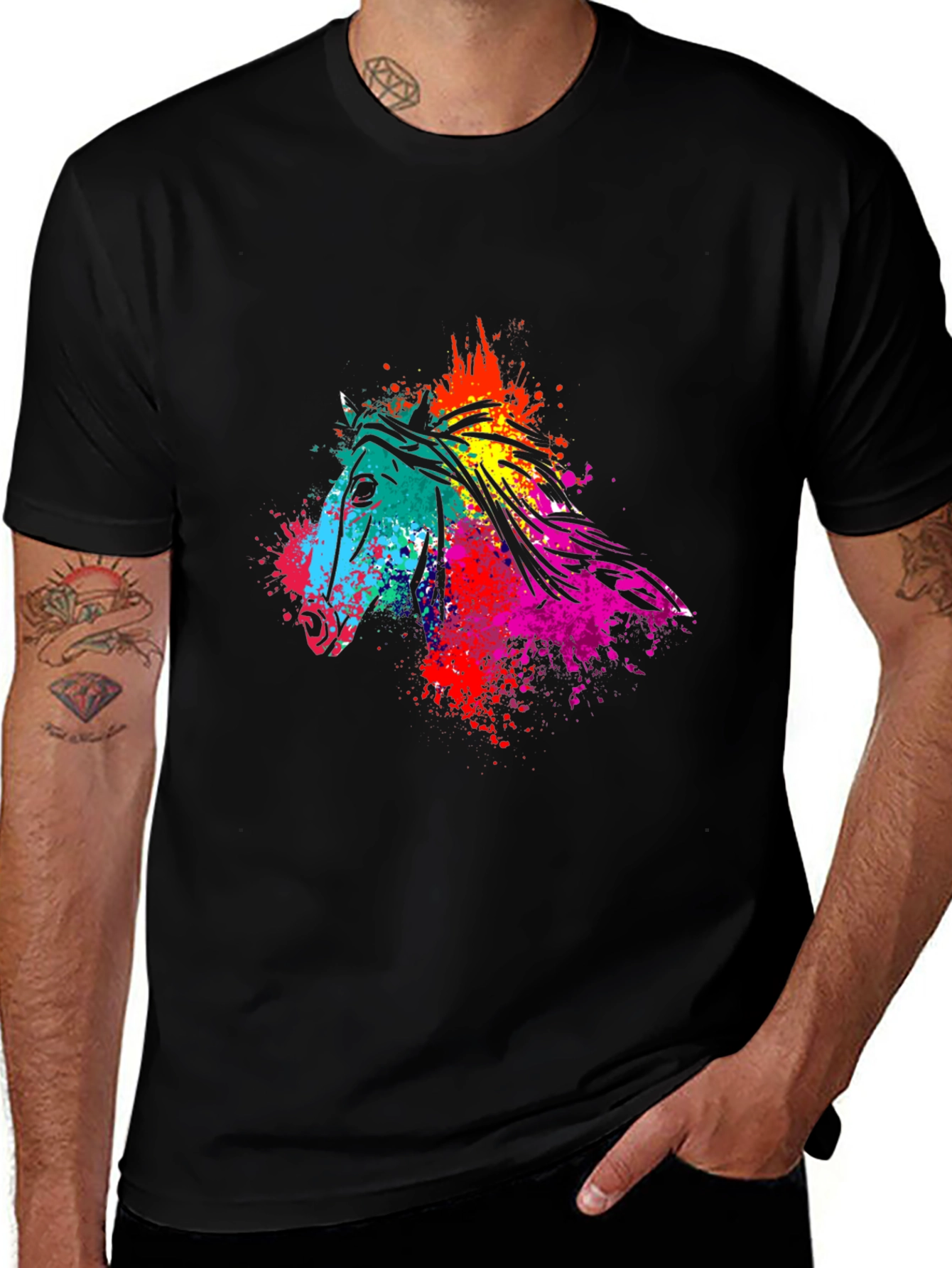 Variant 5 of Colorful Horse Graphic Print T-Shirt