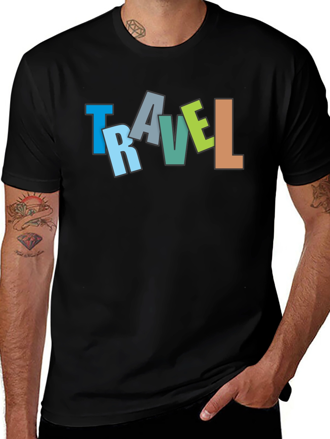 Variant 22 of Travel Graphic Tee - Men's Black T-Shirt