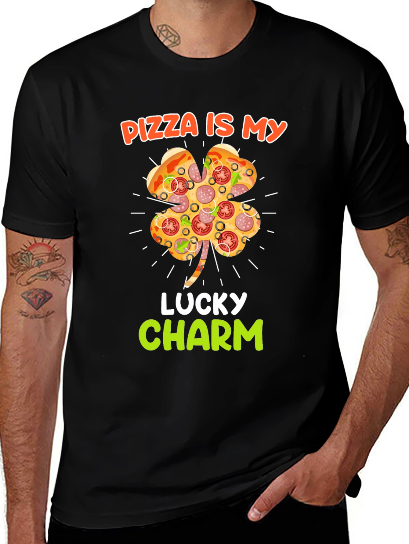 Variant 22 of Pizza Lucky Charm St. Patrick's Day Graphic Tee