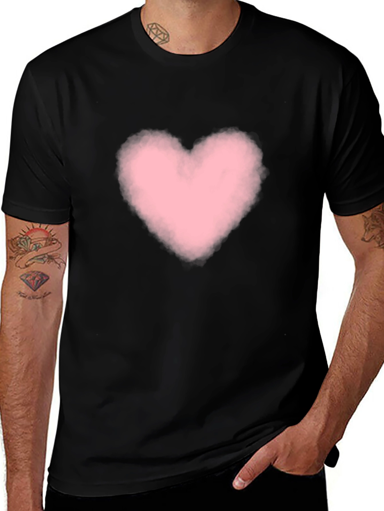 Variant 14 of Heart Cloud Graphic Tee - Black Casual Shirt