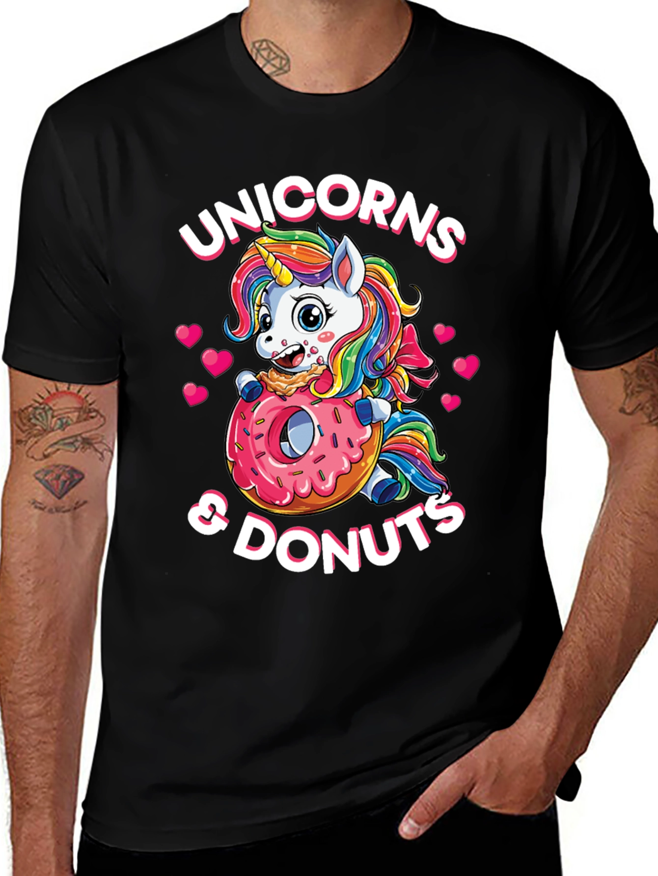 Unicorn & Donuts Graphic Tee - Kawaii Style