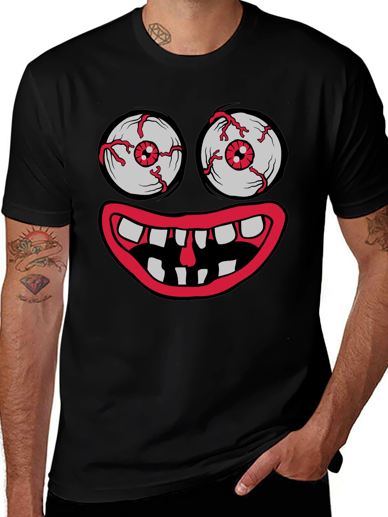 Variant 16 of Monster Face Graphic Tee - Crazy Eyes & Mouth!
