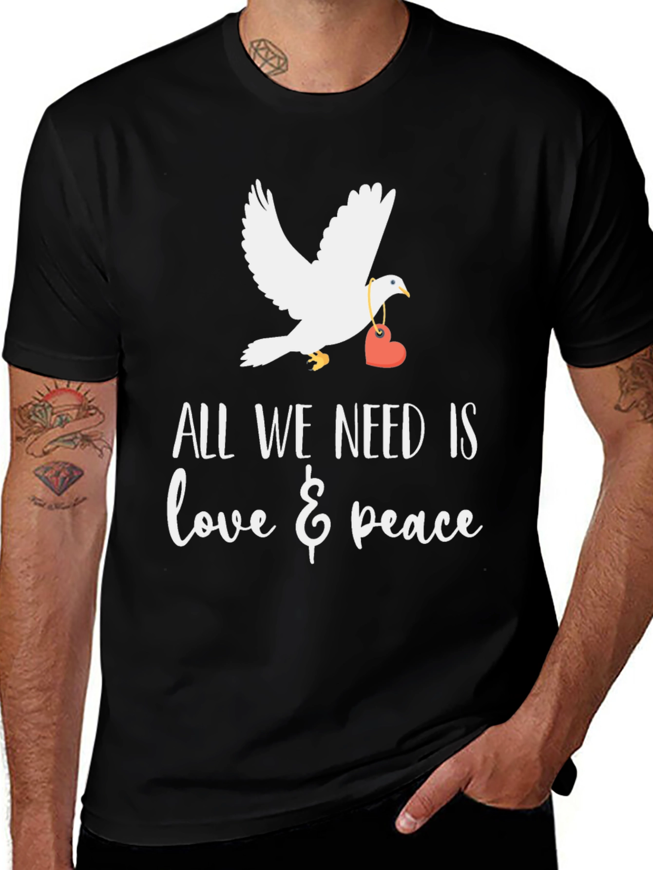 Variant 11 of Love & Peace T-Shirt - Dove with Heart Graphic Tee