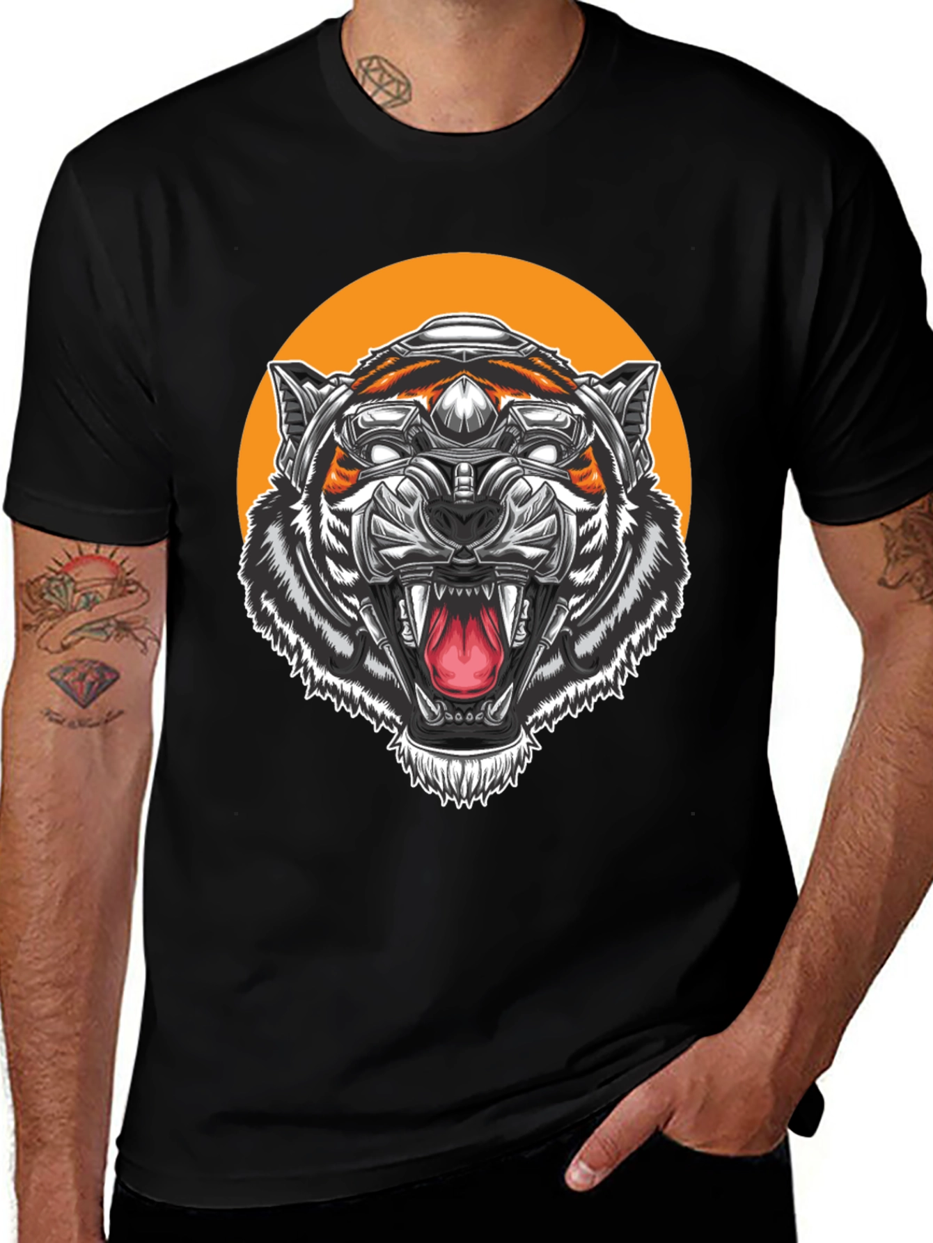 Variant 9 of Cyber Tiger Graphic Tee - Black T-Shirt