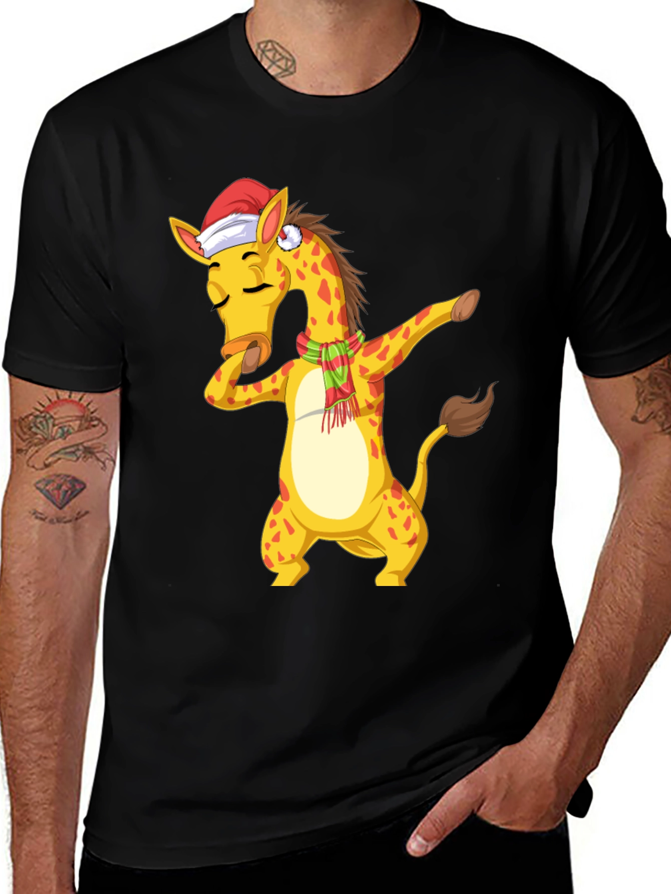 Dabbing Giraffe Christmas T-Shirt