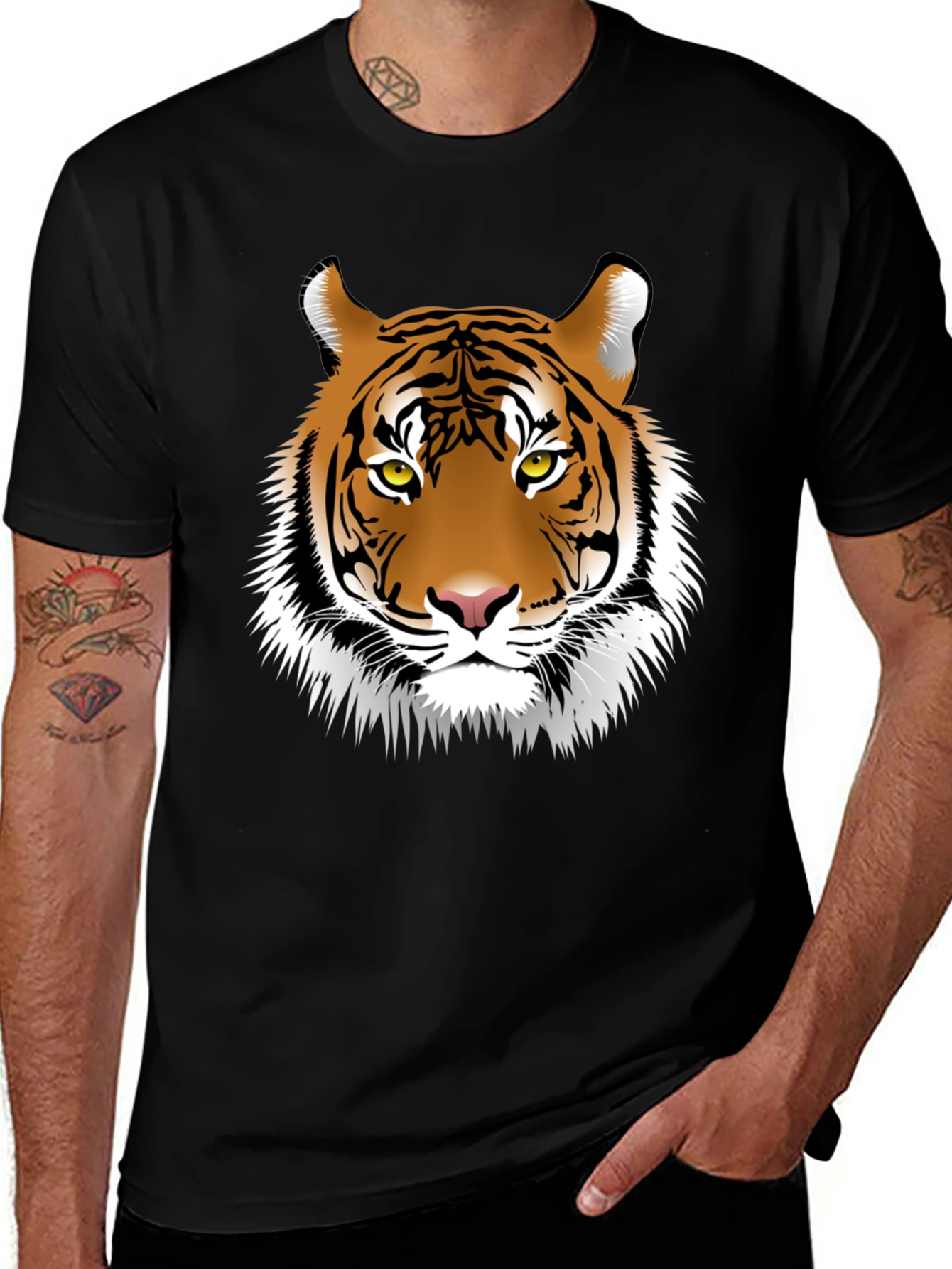 Variant 19 of Bold Tiger Graphic Tee - Black Cotton Shirt