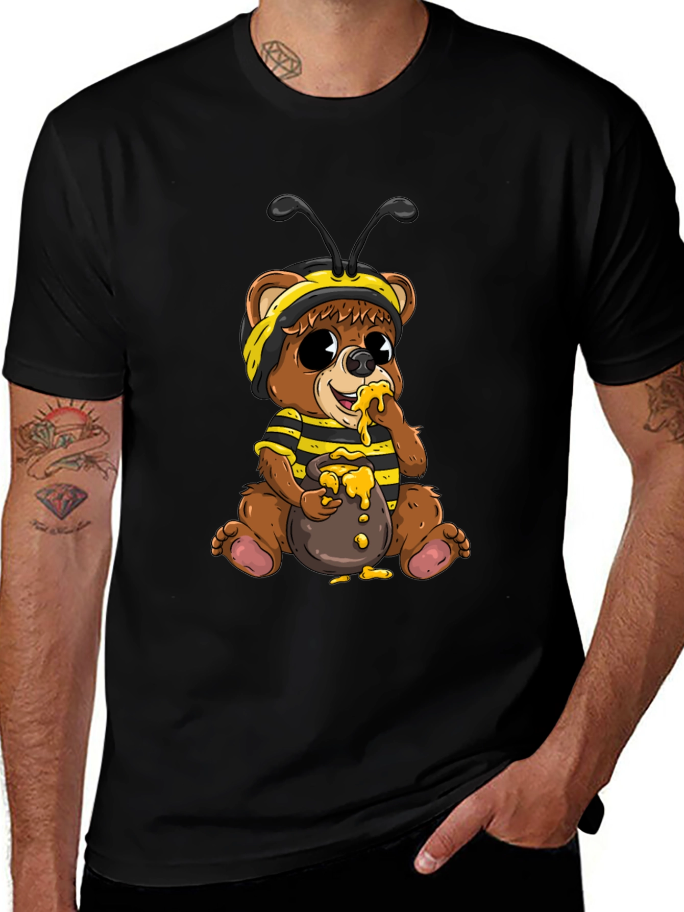 Variant 4 of Cute Honey Bee Bear Graphic Tee