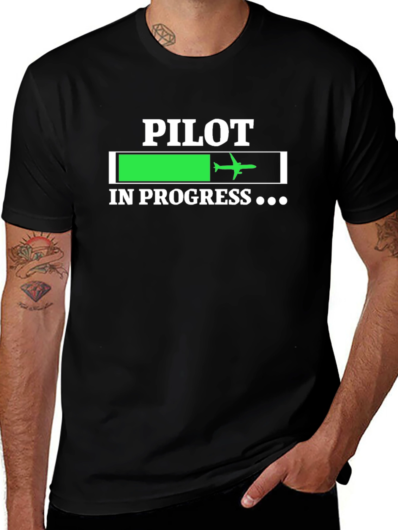 Pilot In Progress T-Shirt - Aviation Loading Bar Tee