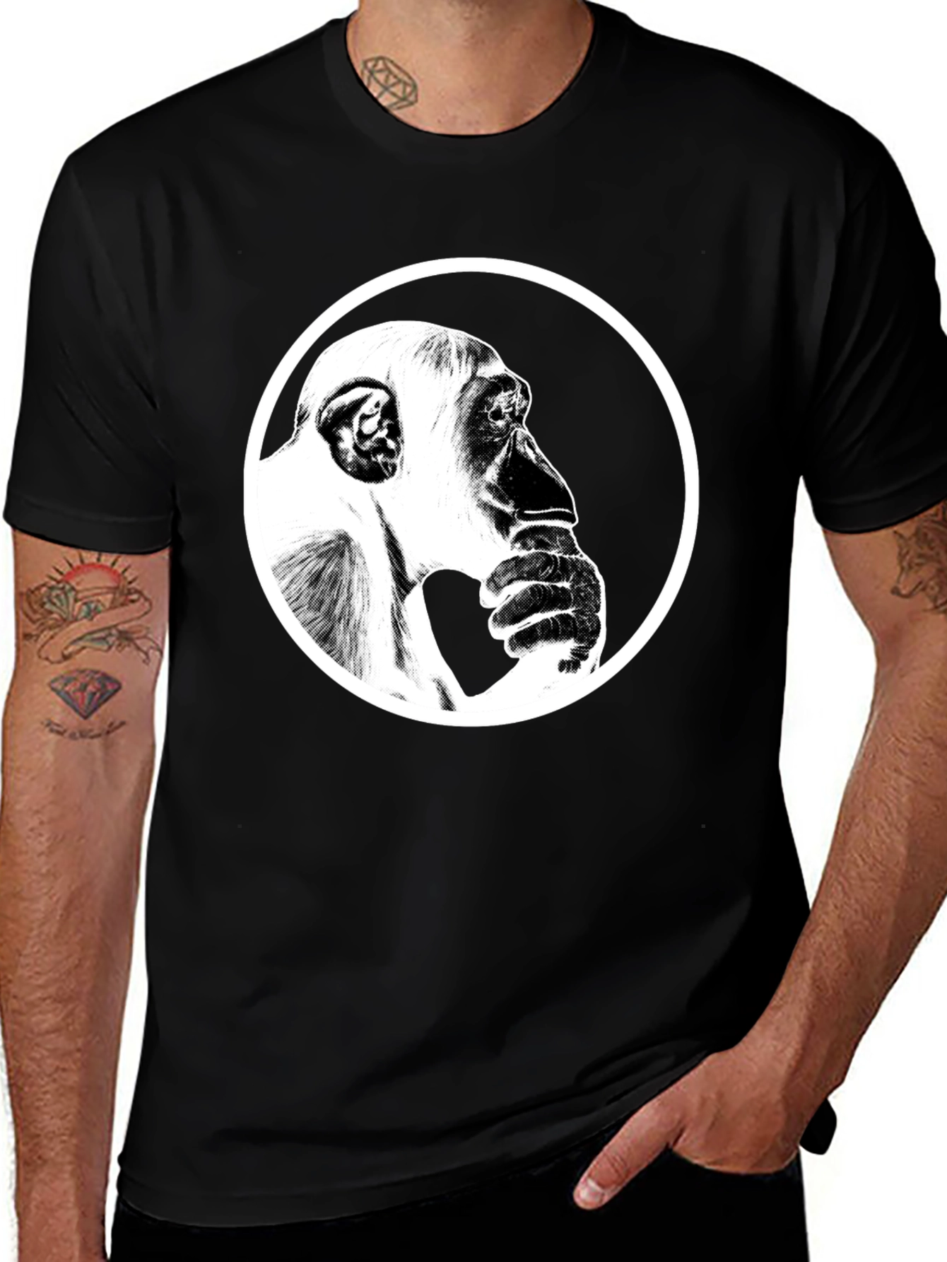Variant 19 of Thinking Chimpanzee Graphic T-Shirt