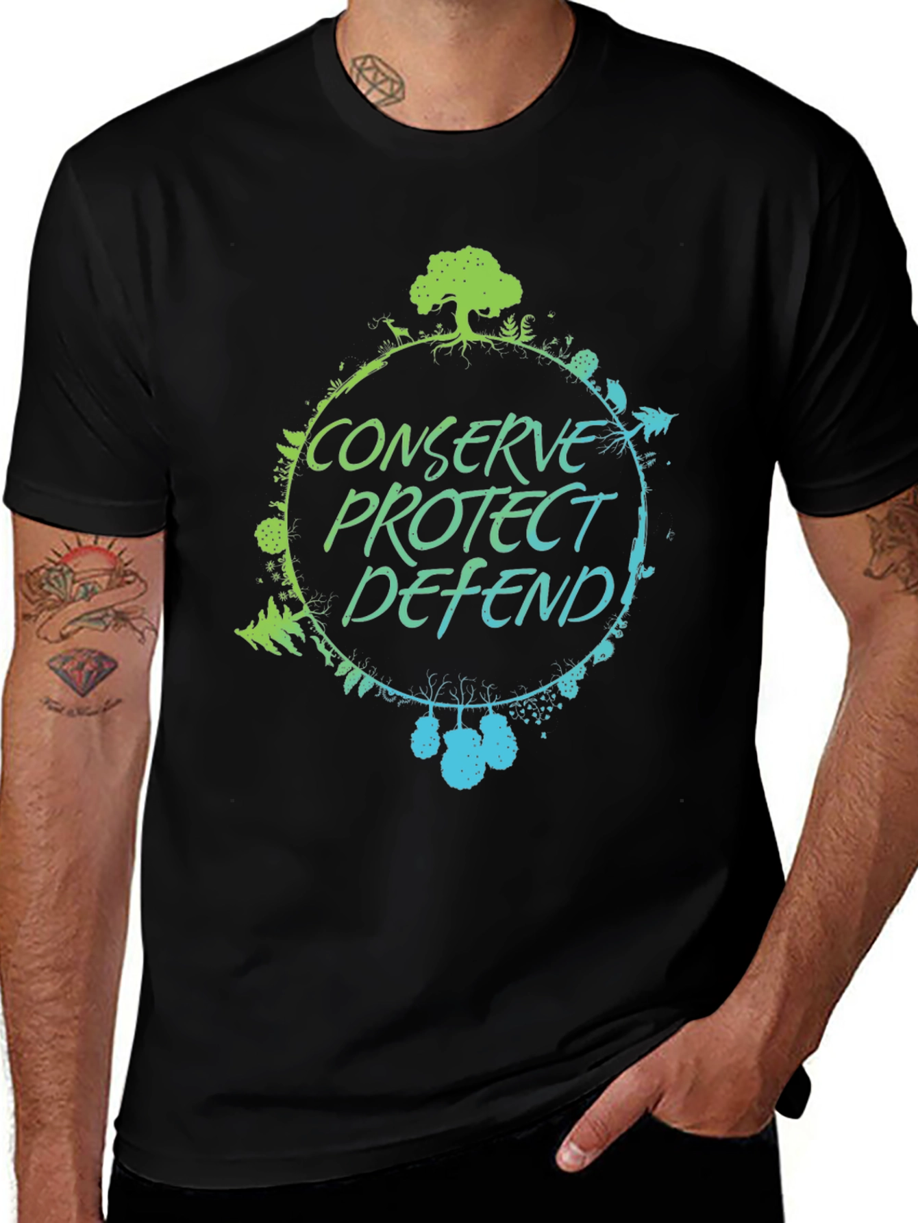 Variant 17 of Conserve Protect Defend Graphic Tee - Black