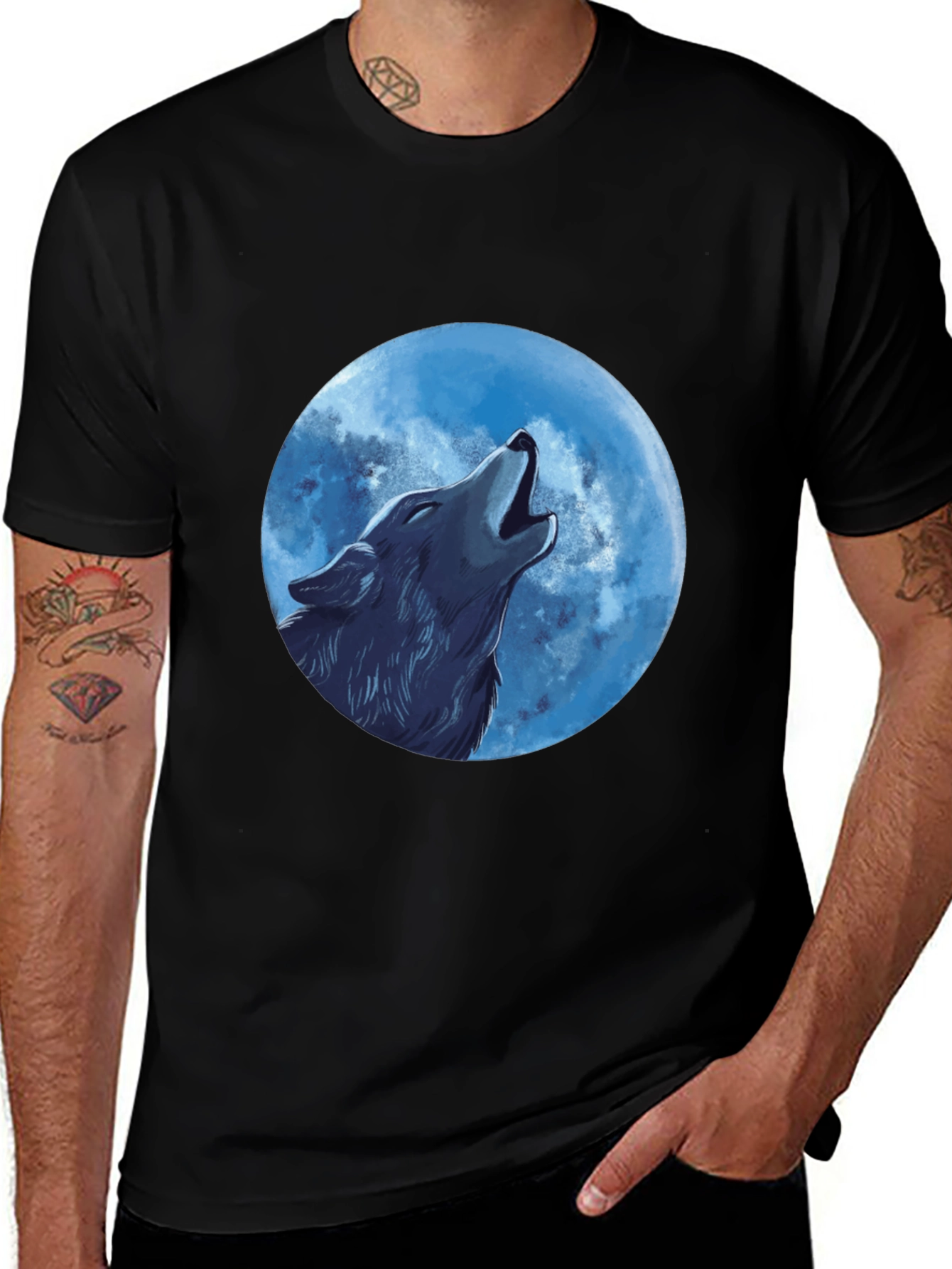 Variant 13 of Wolf Moon Graphic T-Shirt - Black