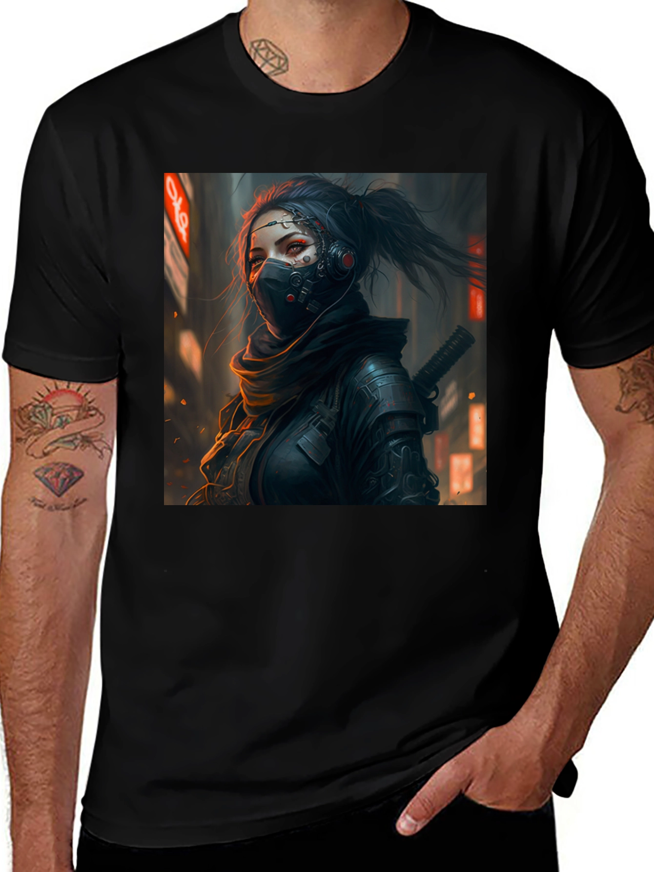 Variant 14 of Cyberpunk Ninja Graphic T-Shirt