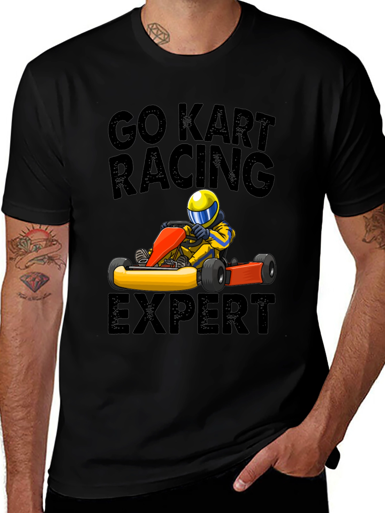 Go Kart Racing Expert T-Shirt - Black, Cotton Blend