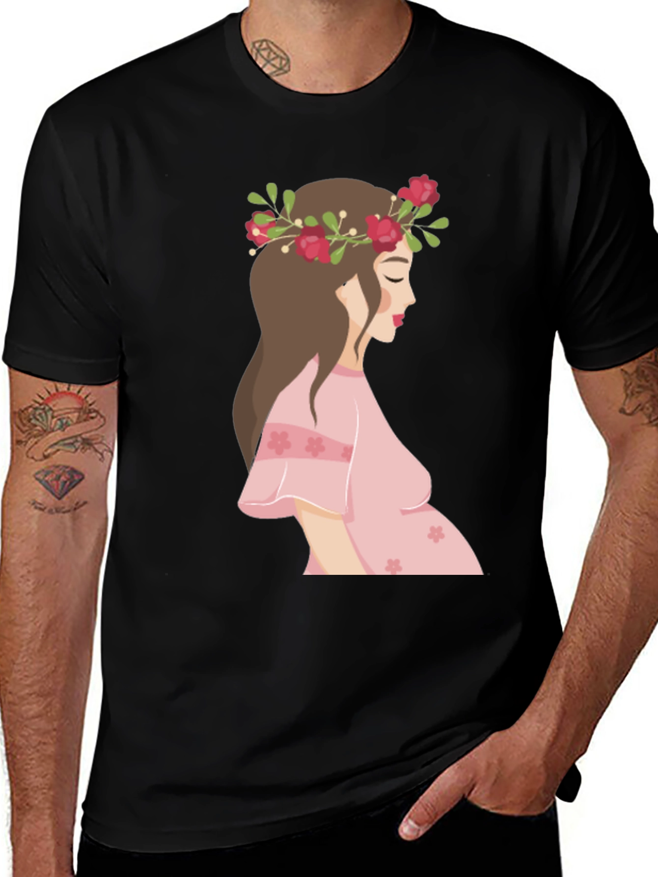 Variant 6 of Stylish Maternity T-Shirt with Floral Design