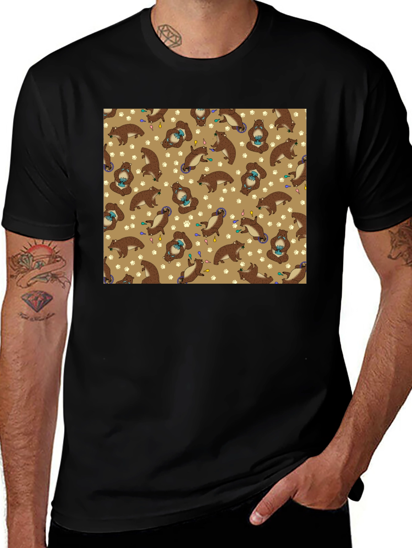Variant 7 of Funny Otter Pattern Black T-Shirt