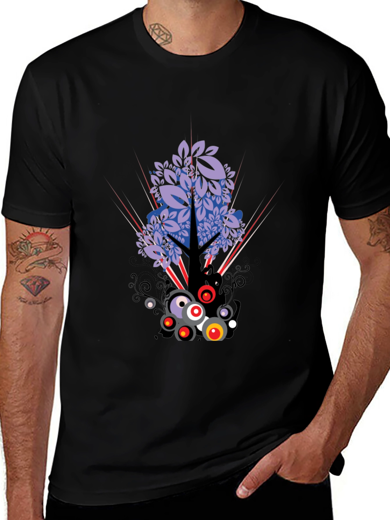 Variant 30 of Modern Floral Design Black T-Shirt