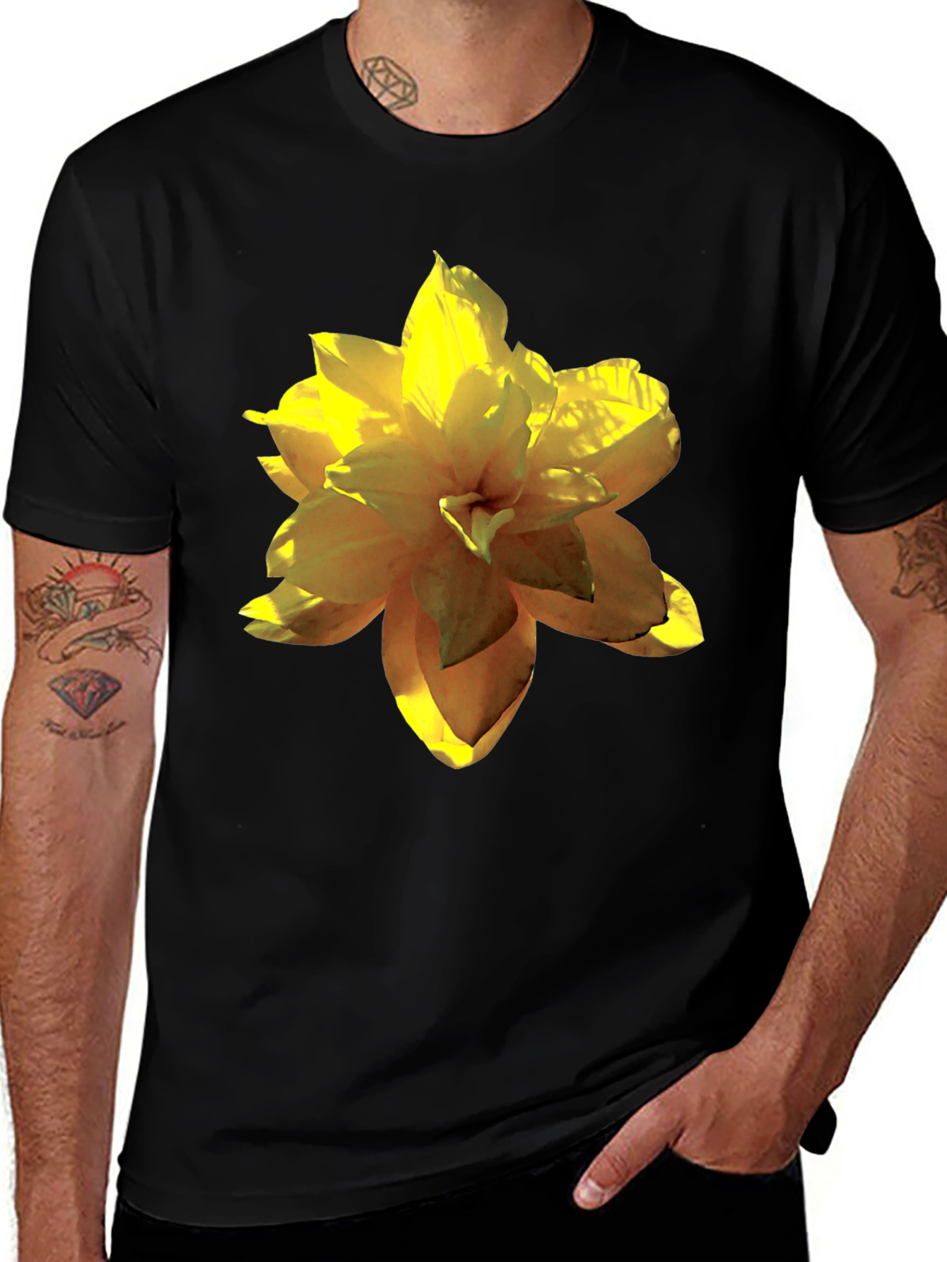 Variant 21 of Floral Print Black T-Shirt for Men