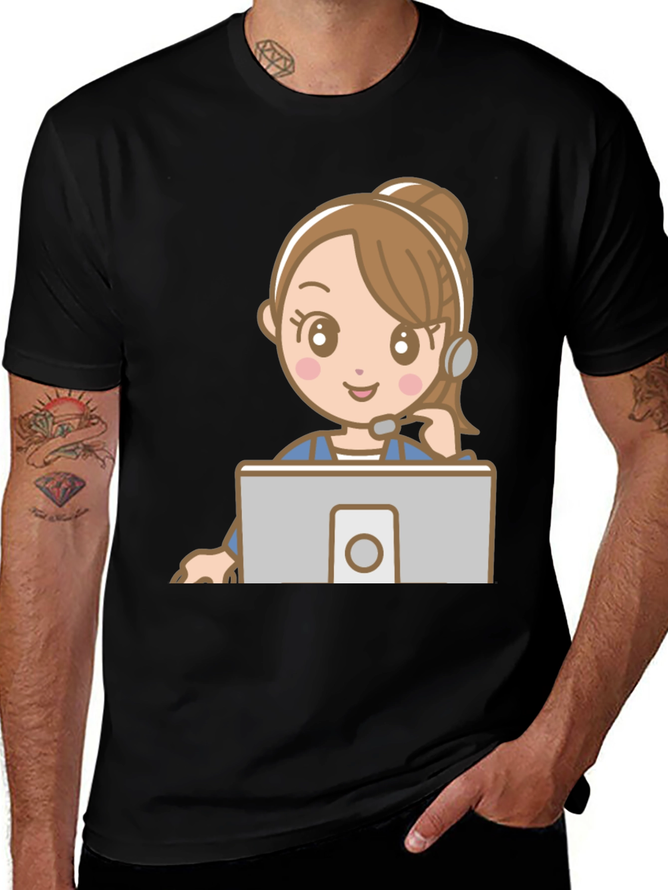 Cartoon Customer Service Rep T-Shirt
