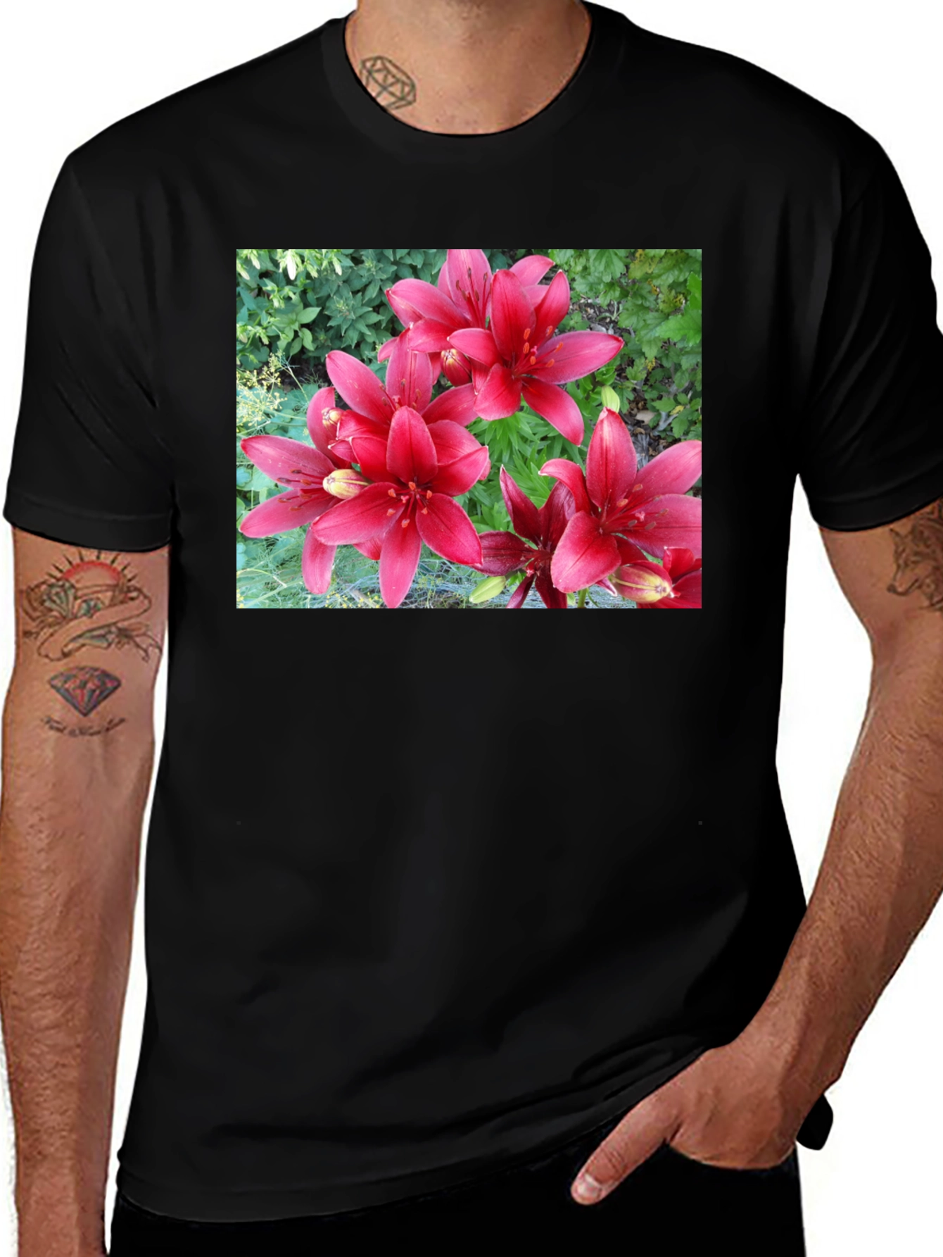 Variant 29 of Red Lily Flower Graphic T-Shirt