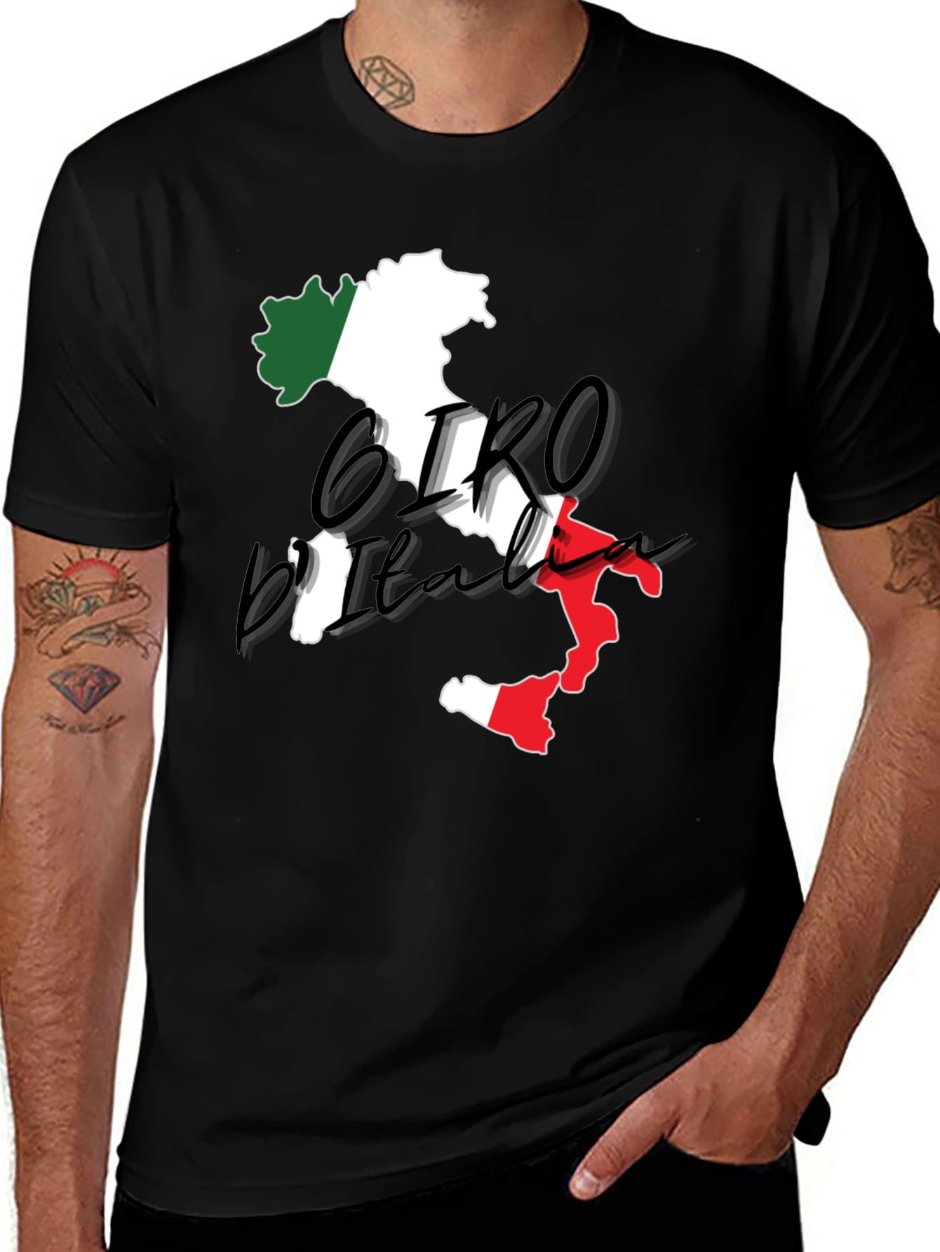 Variant 7 of Giro D' Italia T-Shirt Black Italian Pride Map
