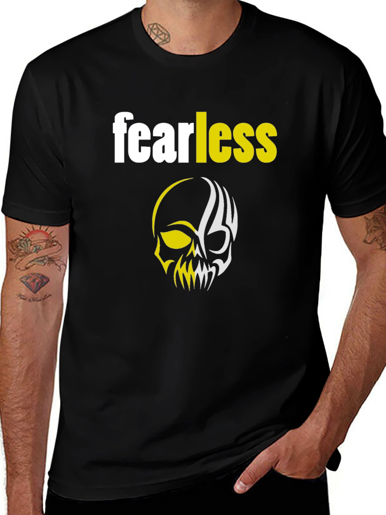 Variant 28 of Fearless Skull Graphic Tee - Men's Black T-Shirt