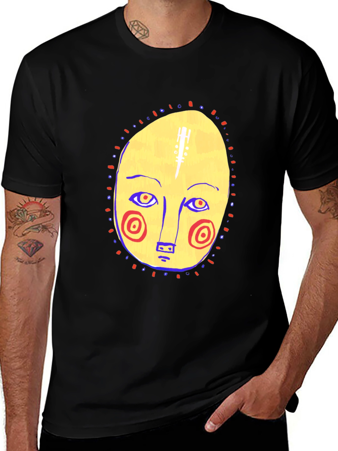Variant 5 of Abstract Face Graphic Tee - Stylish Comfort