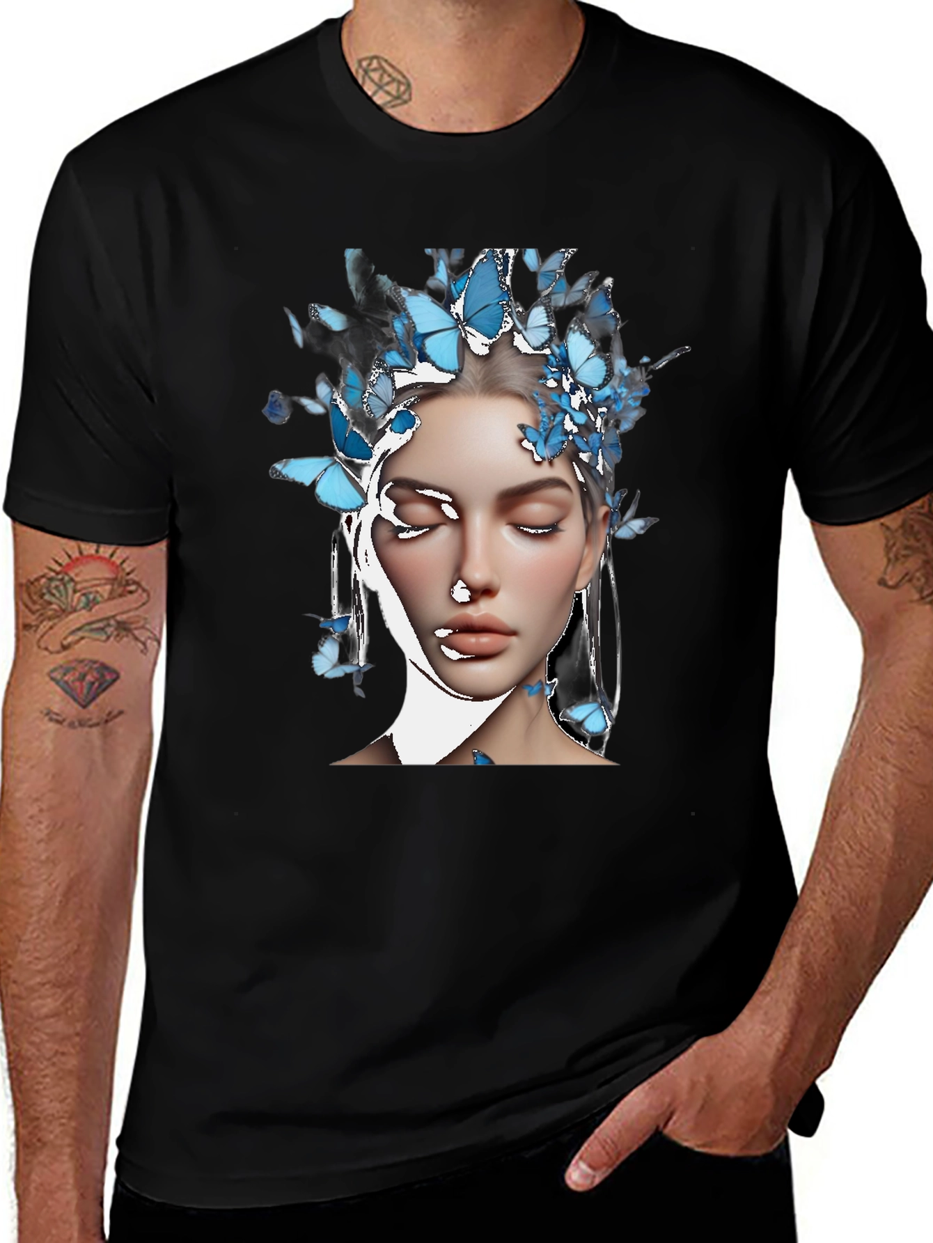 Variant 17 of Butterfly Woman Graphic Tee - Artistic Fashion T-Shirt