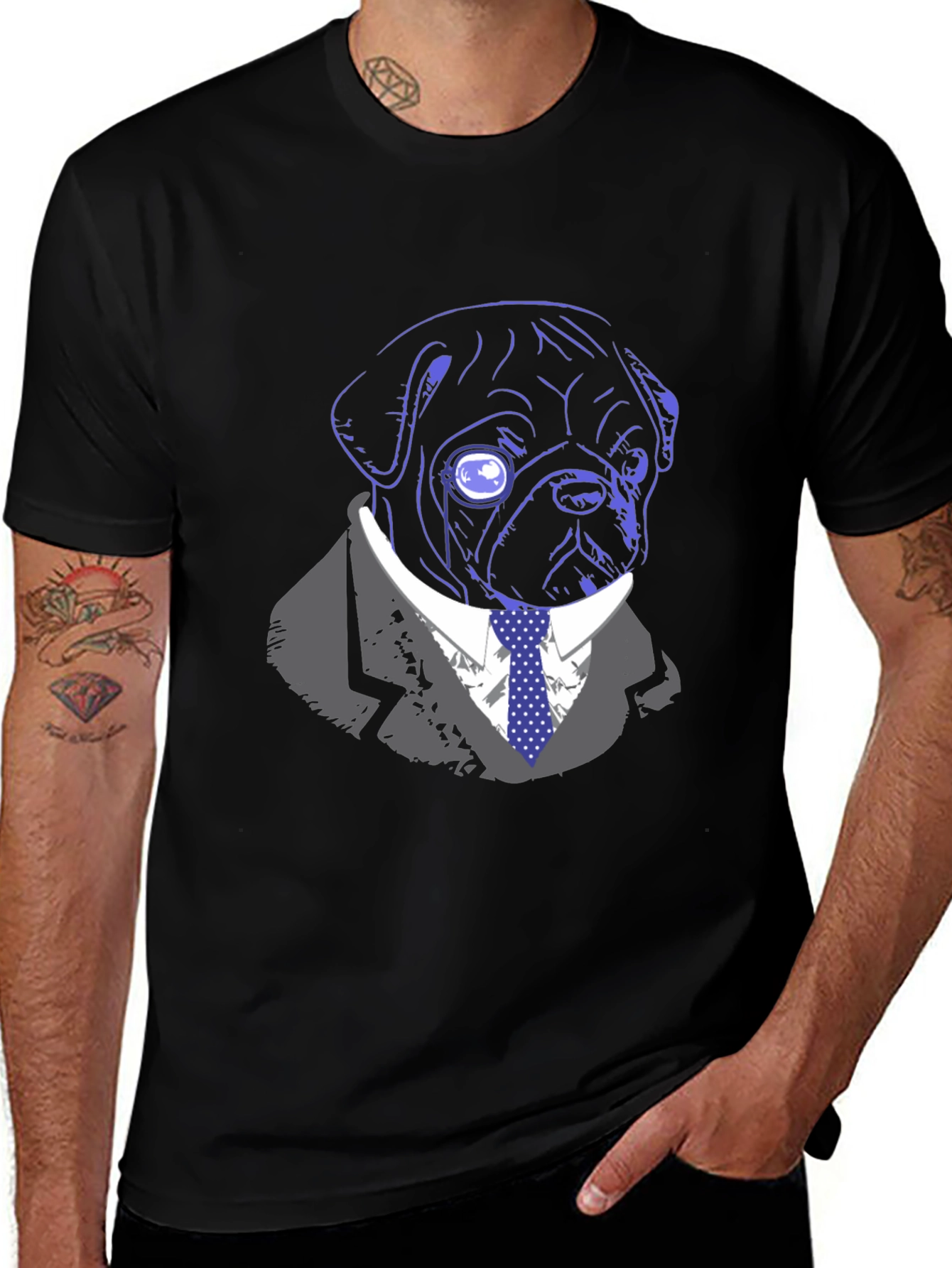 Dapper Dog T-Shirt - Monocle Pug