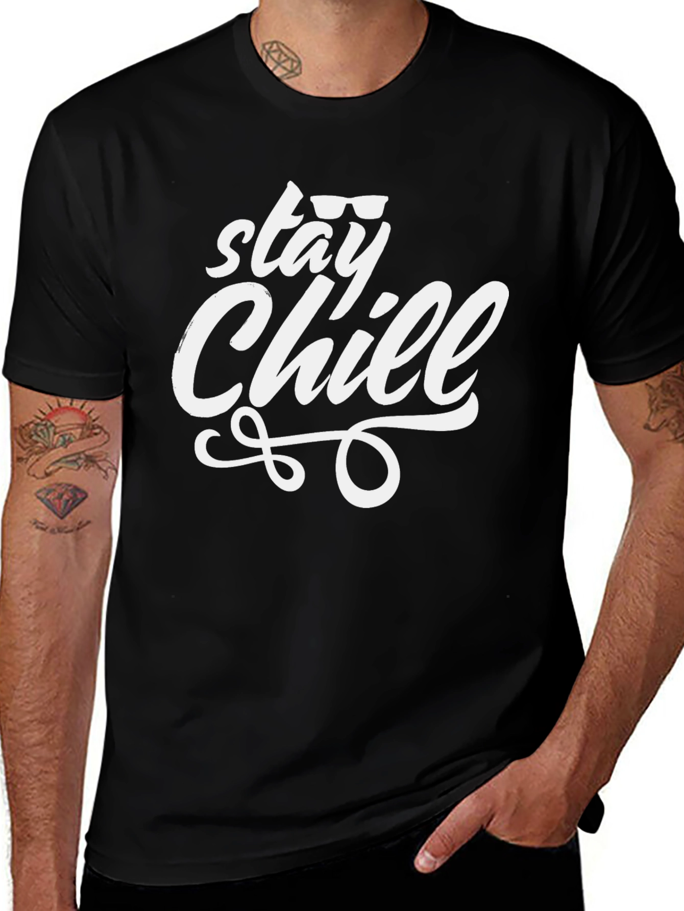 Variant 27 of Stay Chill Graphic Tee - Black Cotton T-Shirt