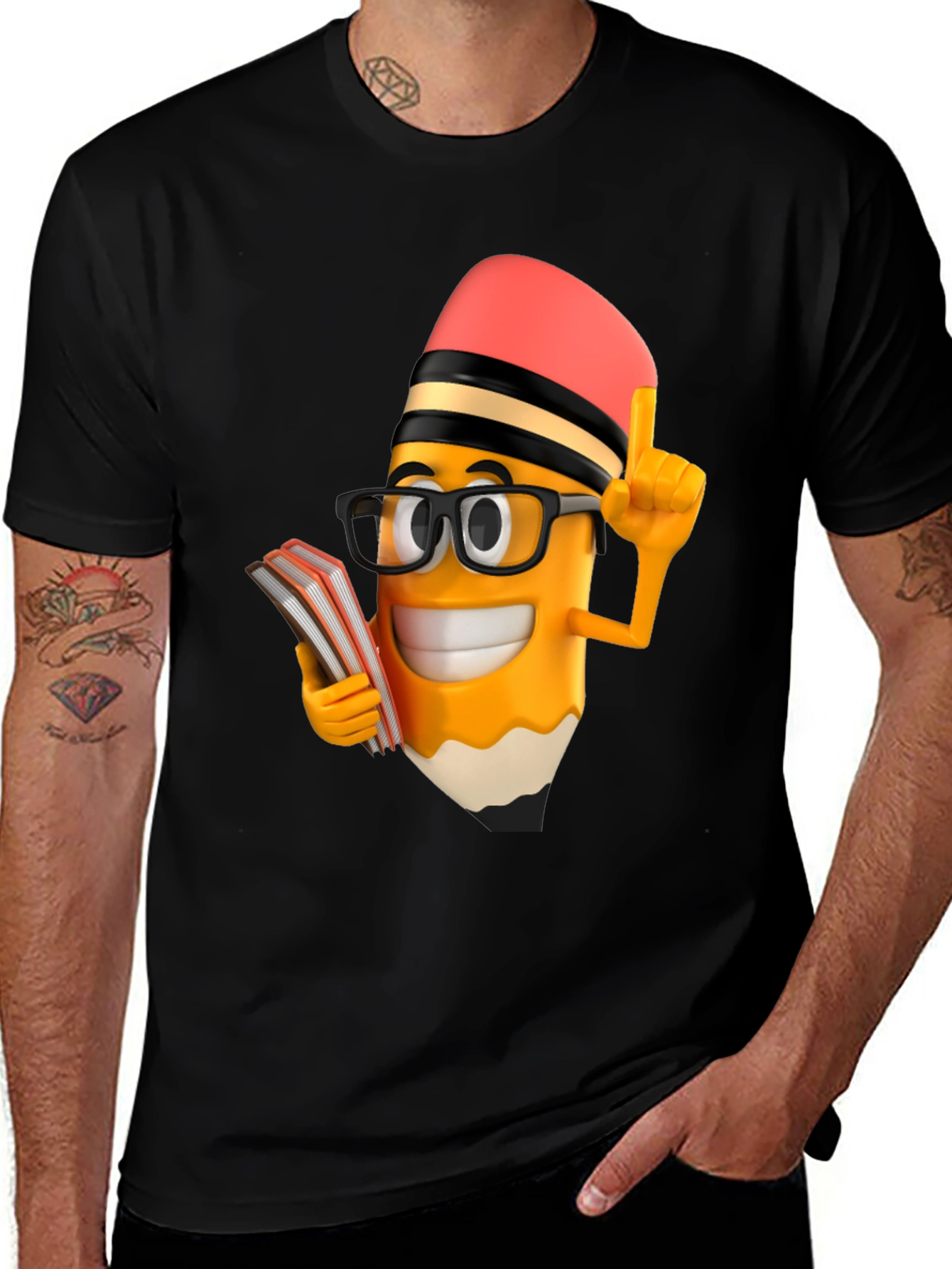 Funny Pencil Cartoon T-Shirt - Back to School Style