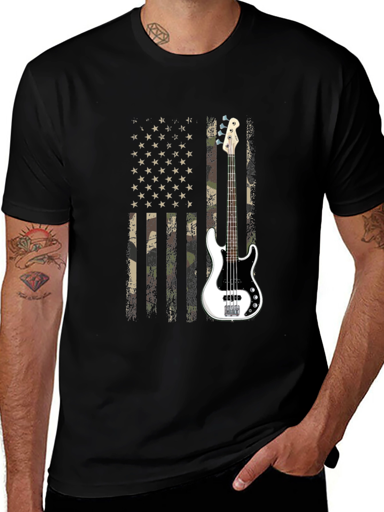 Variant 8 of American Flag Guitar T-Shirt